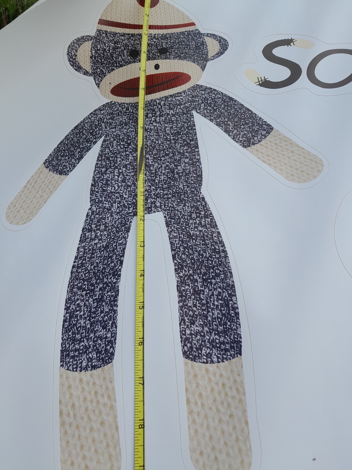 Very Large 51 inch Sock Monkey Vinyl Wall Stickers Open Box unused 51 INCHES!