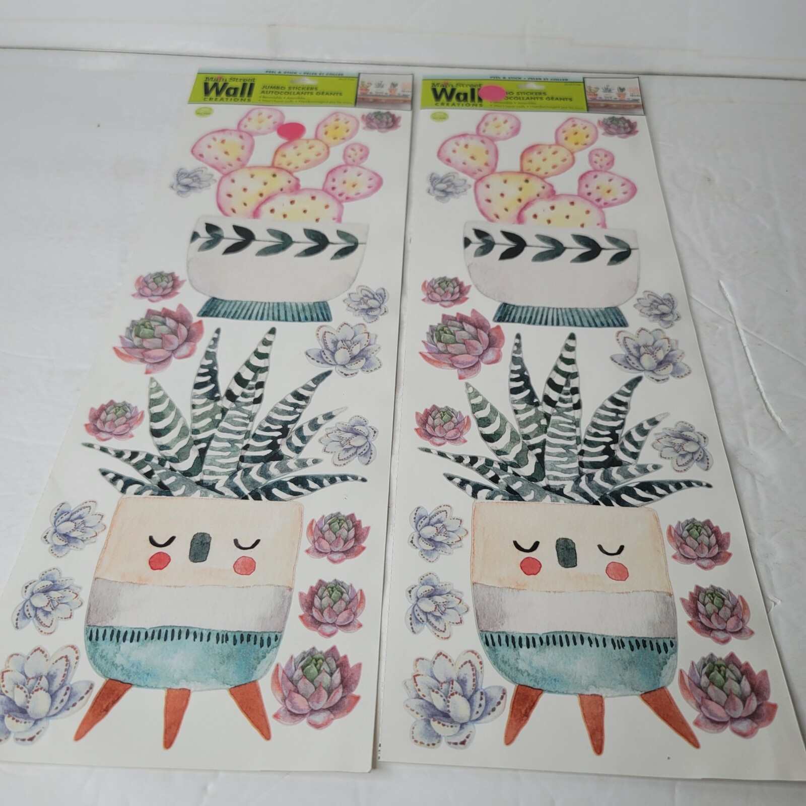 2 PKG NEW Friendly Succulents Cactus Plants Peel & Stick Wall Decals 290253