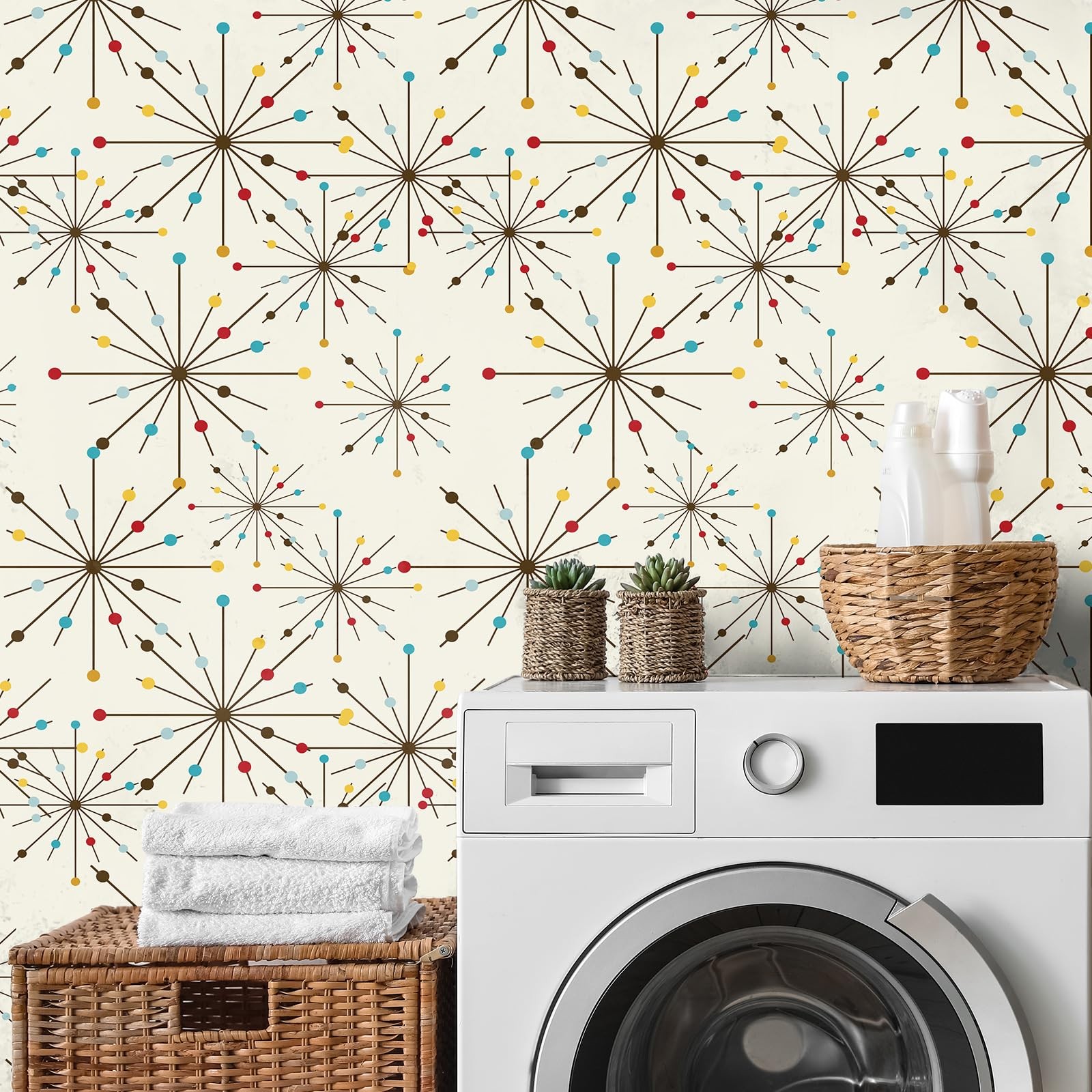 Mid Century Wallpaper 15.75" x 118" Mid Century Modern Peel and Stick Wallpap…