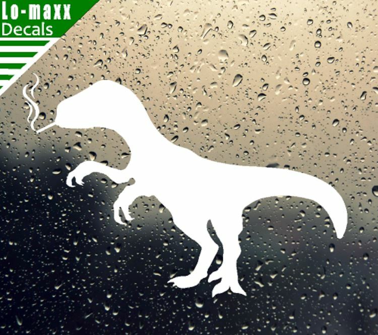 Smoking Dinosaur Art Custom Design Various Sizes & Colors Die Cut Vinyl Decal