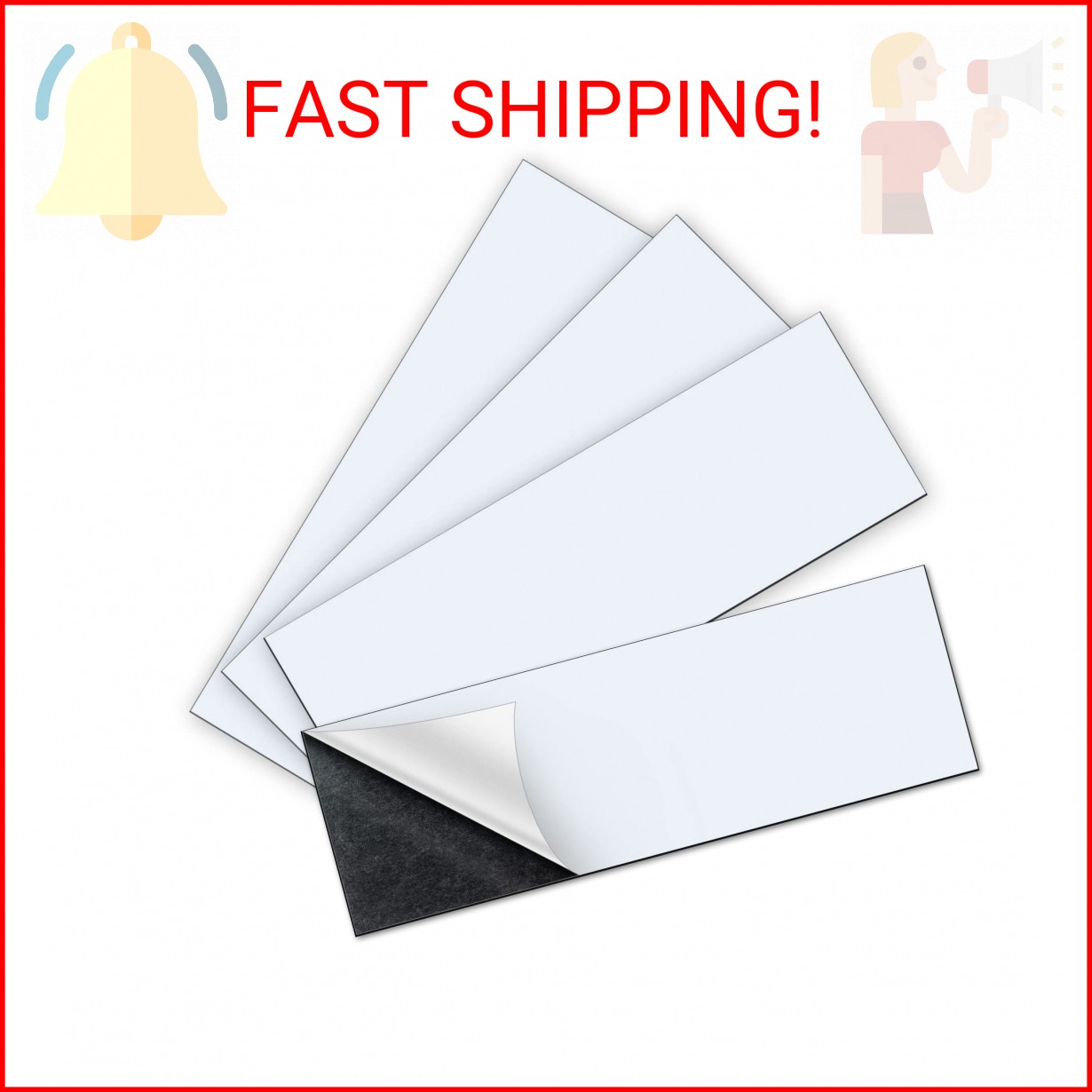 tonhui 4Pcs 12" X 4" Bumper Sticker Magnets, Flexible Magnetic Bumper Sticker Sh