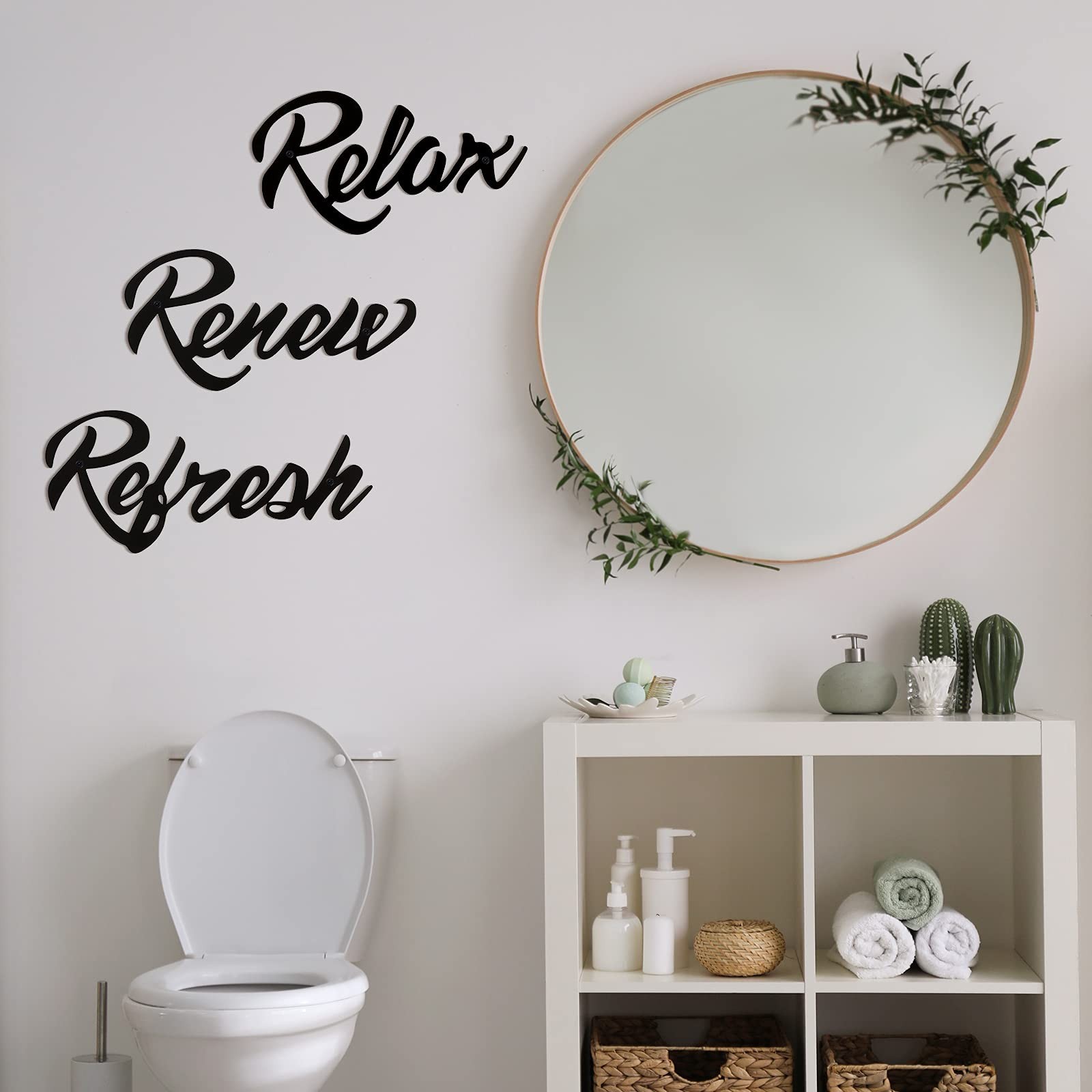 Hotop 3 Pcs Bathroom Wall Decor 23.5 x 12 cm, 30 x 13 25 x 12 Black