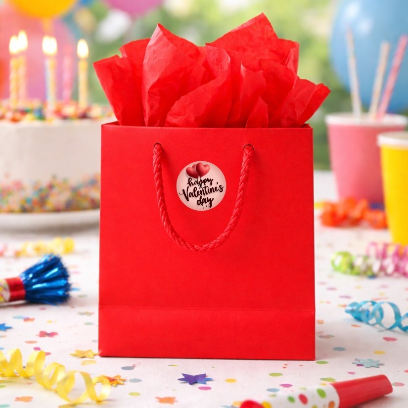 Happy Valentine's Day Heart Shape Stickers Set, 1.2" & 1.5"