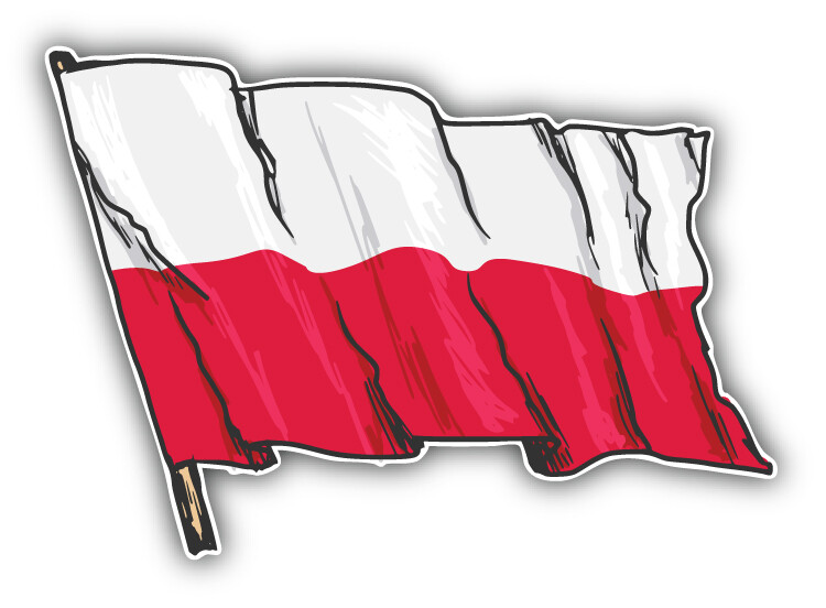 Poland Waving Flag Sketch Car Bumper Sticker Decal