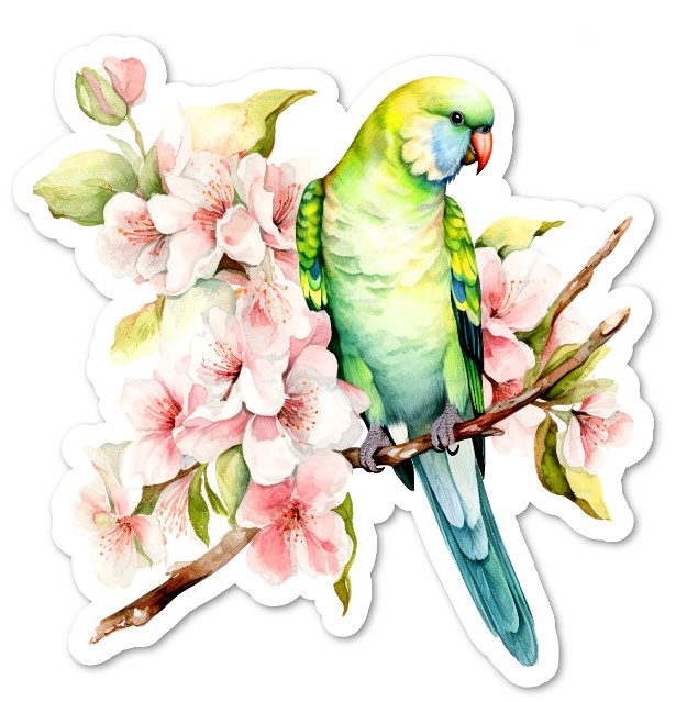 Parrot Vinyl Sticker, Water Resistant, Scrapbooking, Laptop, Water Bottle