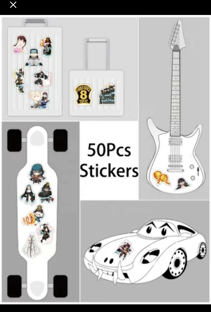 50 pack Fireforce Waterproof Vinyl Stickers for HydroFlask Laptop CarBumper