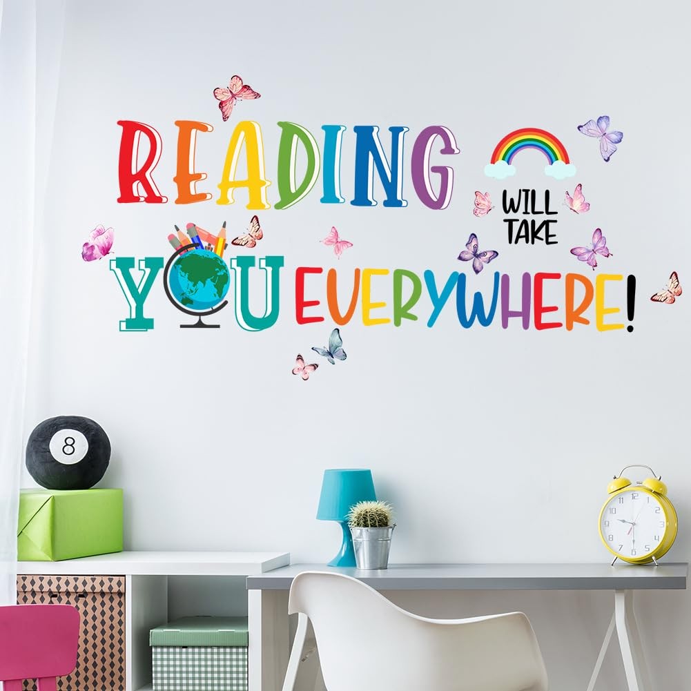 Reading Will Take You Everywhere Inspirational Quote Wall Sticker for Classro…