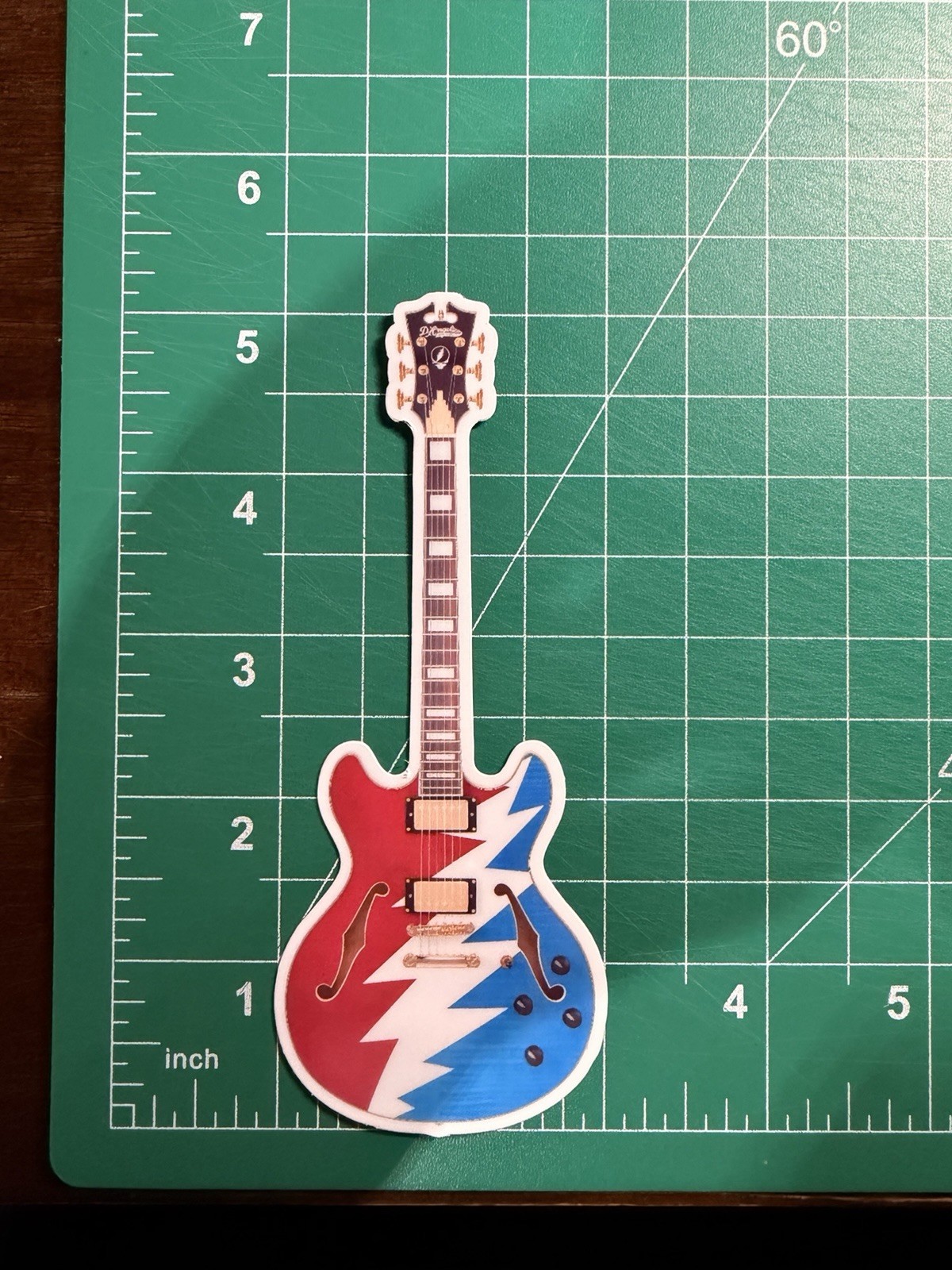 Stealie Guitar- Grateful Dead – Laminated Vinyl Sticker – 2"x5”