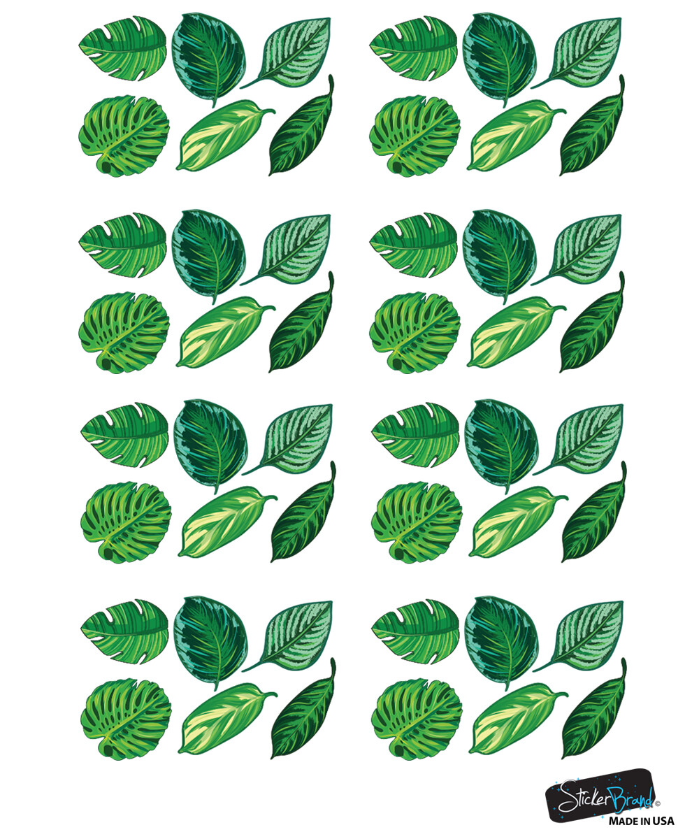 Tropical Plant Leaves Wall Decal, Hawaiian Party Beach Theme Decor. #6094