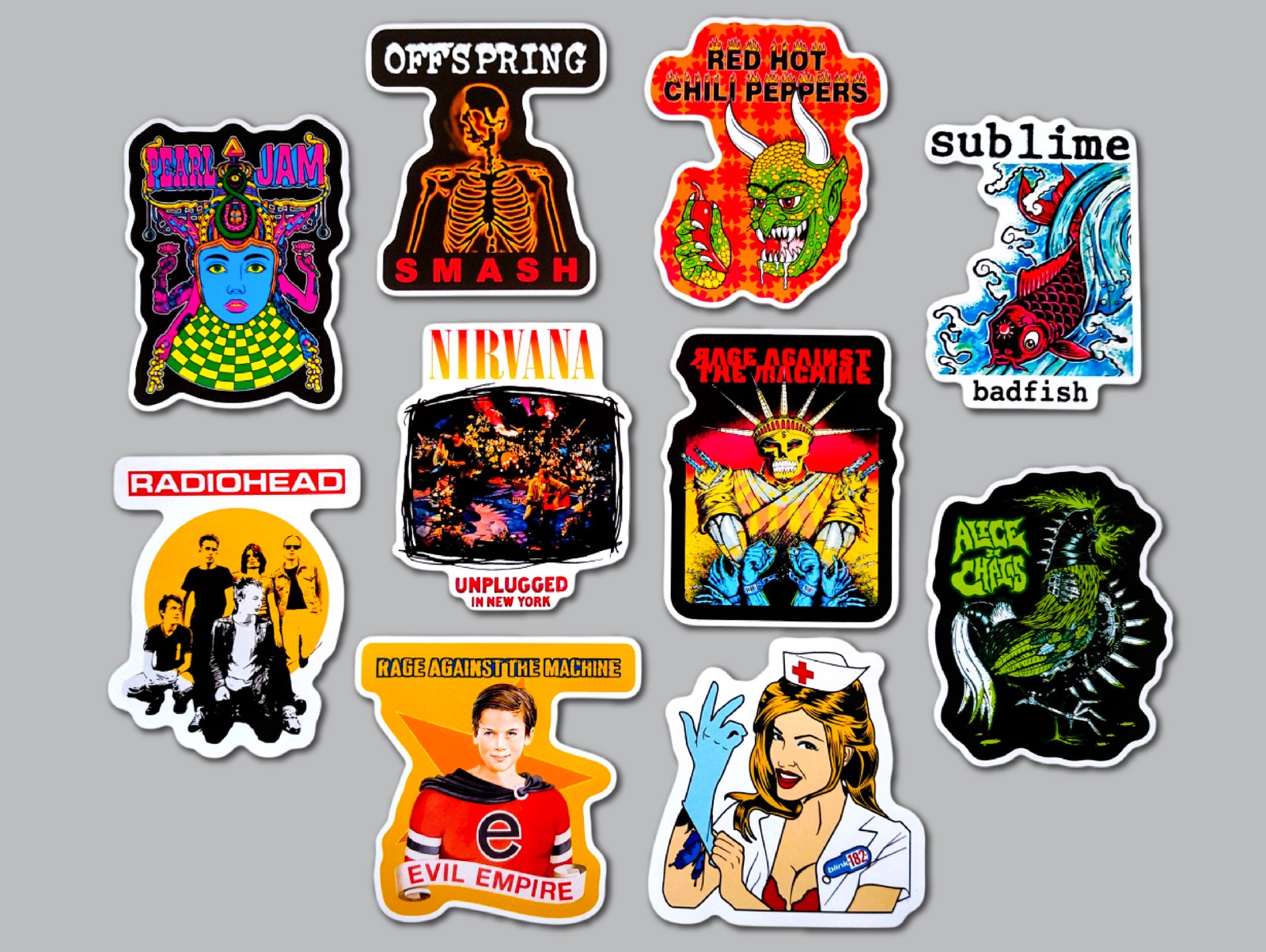 90's Alternative Vinyl Lot Pack (10 Stickers) SET 17 nirvana offspring sublime