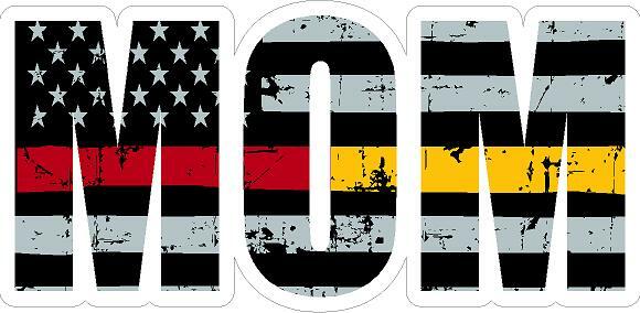 Mom Dispatcher Fire Fighter Red/Gold line Reflective/Matte Vinyl Decal Sticker