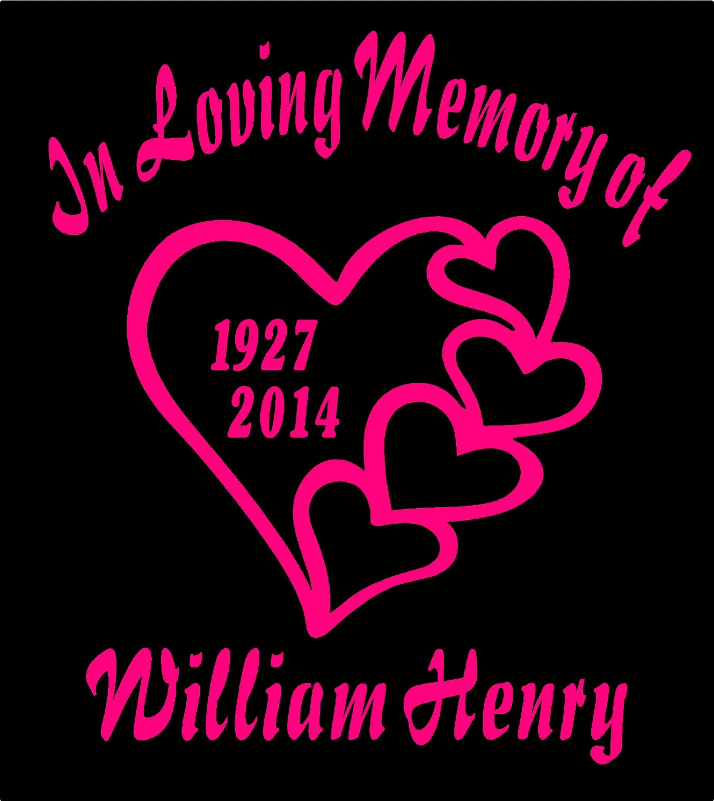 In Loving Memory Of Decal with Hearts Custom Name Date Car Window Vinyl Sticker