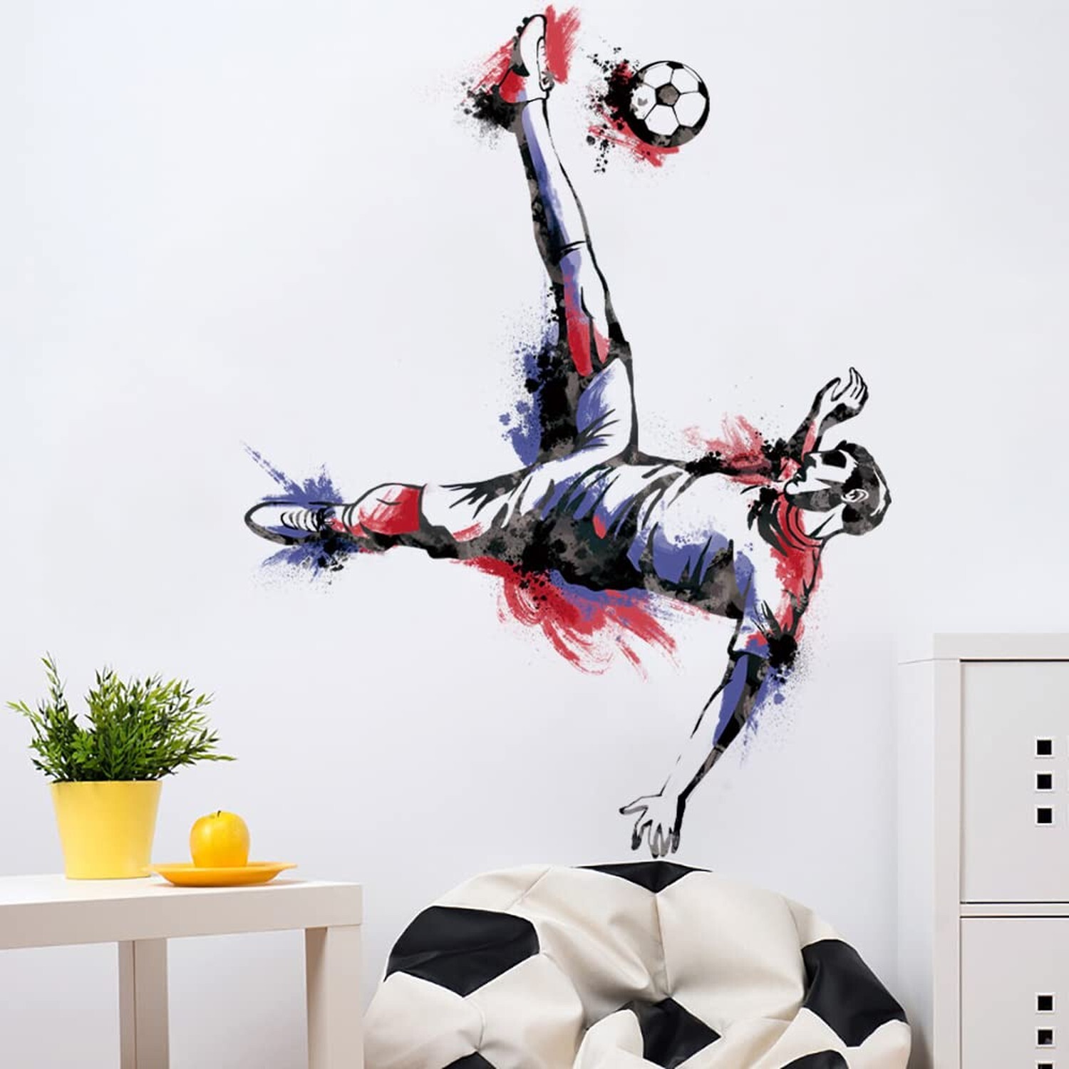 Runtoo Soccer Player Wall Art Decal Sports Wall Stickers Teens Boys Kids Bedr…