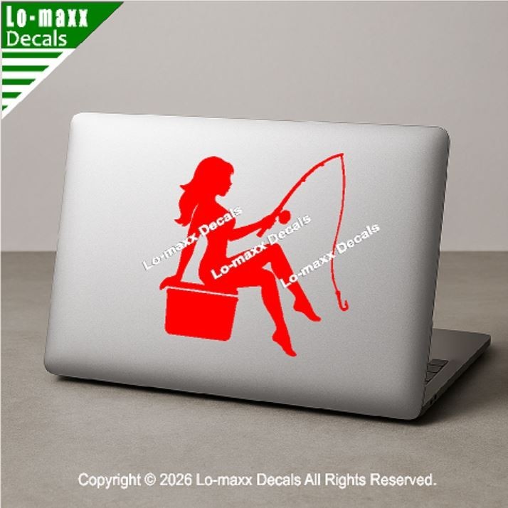 Mudflap Fishing Girl Die Cut Vinyl Decal High Performance Truck Car Sticker