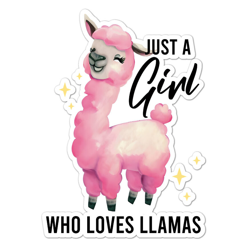 Girl Loves Llamas, Vinyl Decal Sticker, Indoor Outdoor, 3 Sizes, #9148