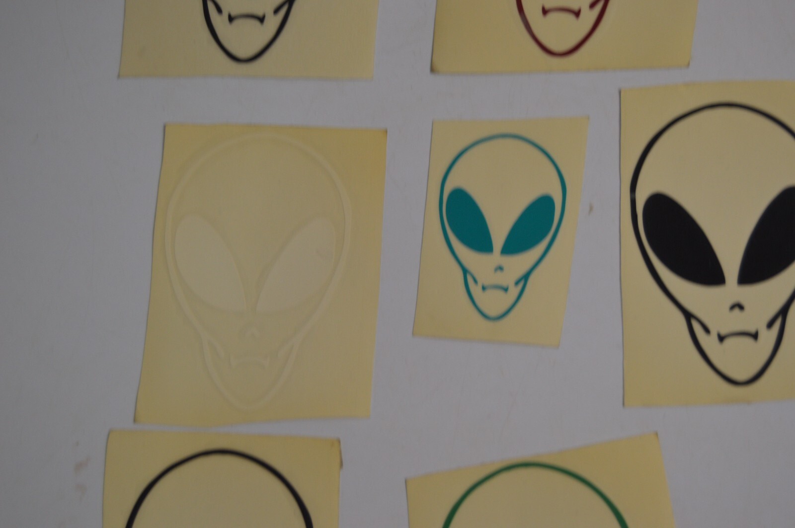 16 Vintage Alien Vinyl Decal Stickers Lot 1990's Space Carnival Collectibles