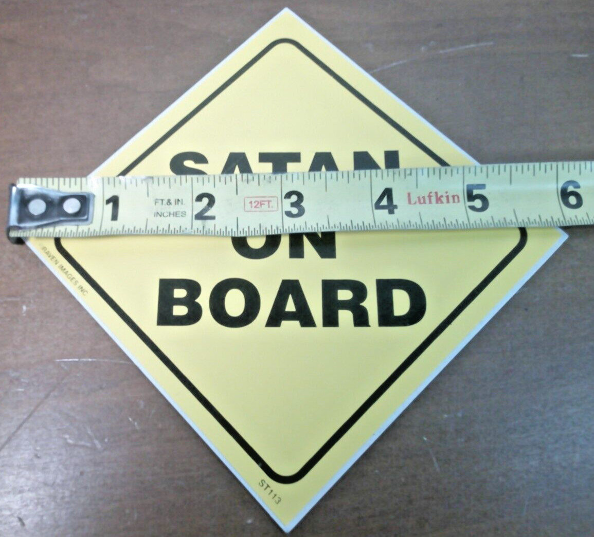 Unique! ~Satan on Board Sticker! ~Yellow & Black! ~6"! ~Raven Images Inc.!