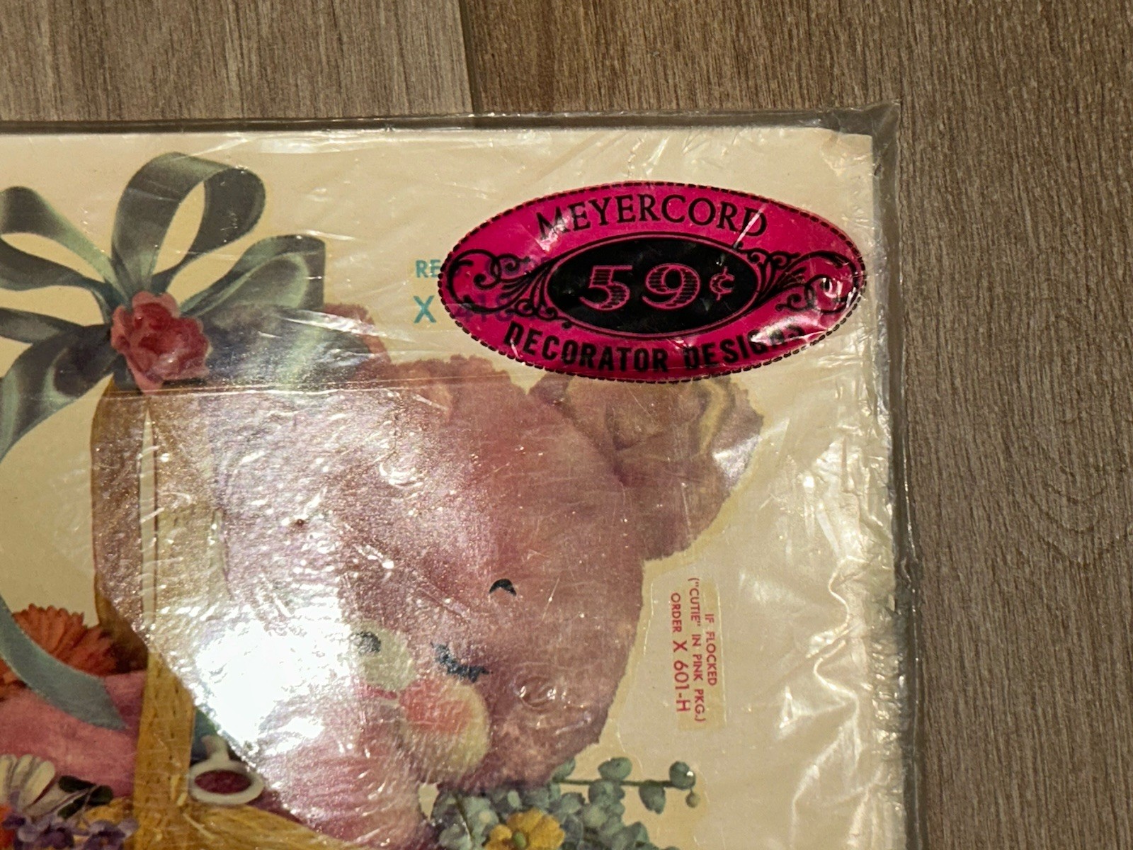 Vintage Meyercord Plush Animals Decal Decor Teddy Bear-Lamb in A Basket NOS