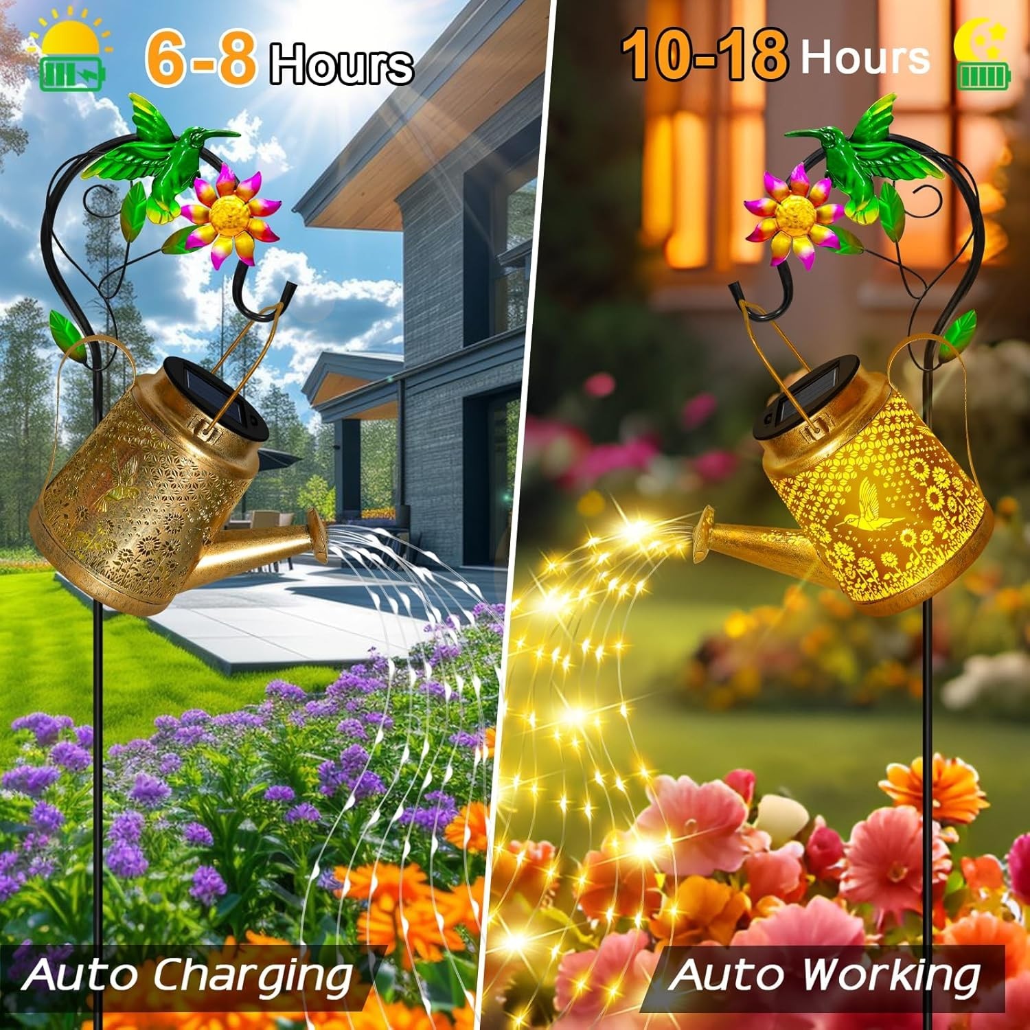 Christma Gifts Hummingbird Solar Lanterns Garden Decor, Outdoor Waterproof Water