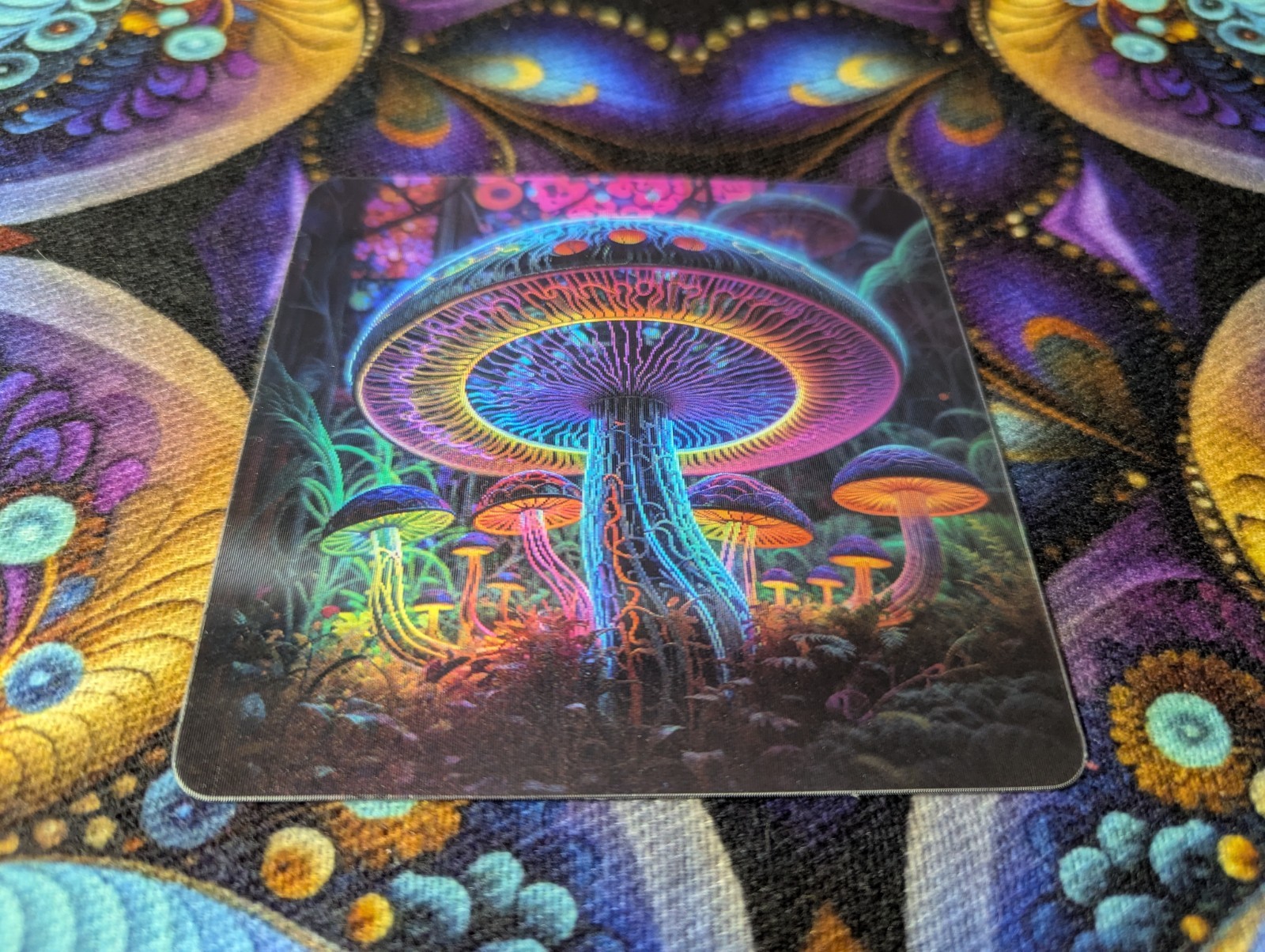 Neon Shrooming – Psychedelic Trippy Lenticular Sticker 4"x4" Shroom Mushroom