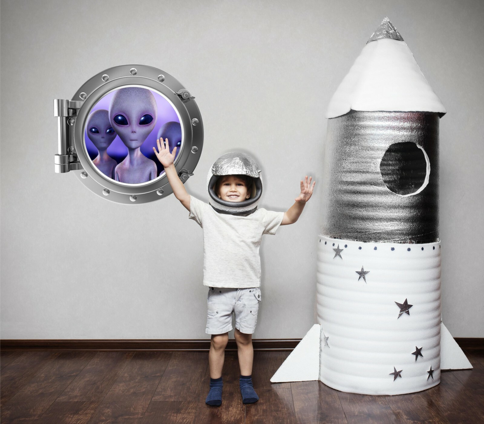 PortScape Aliens 3 Space Porthole Window Wall Decal Removable Vinyl Wall Sticker