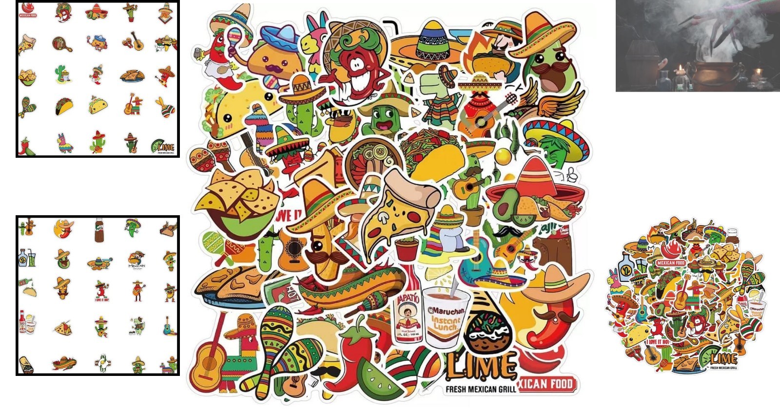 50 Cartoon Taco Stickers – Fun Waterproof Vinyl Decals for Kids & Teens