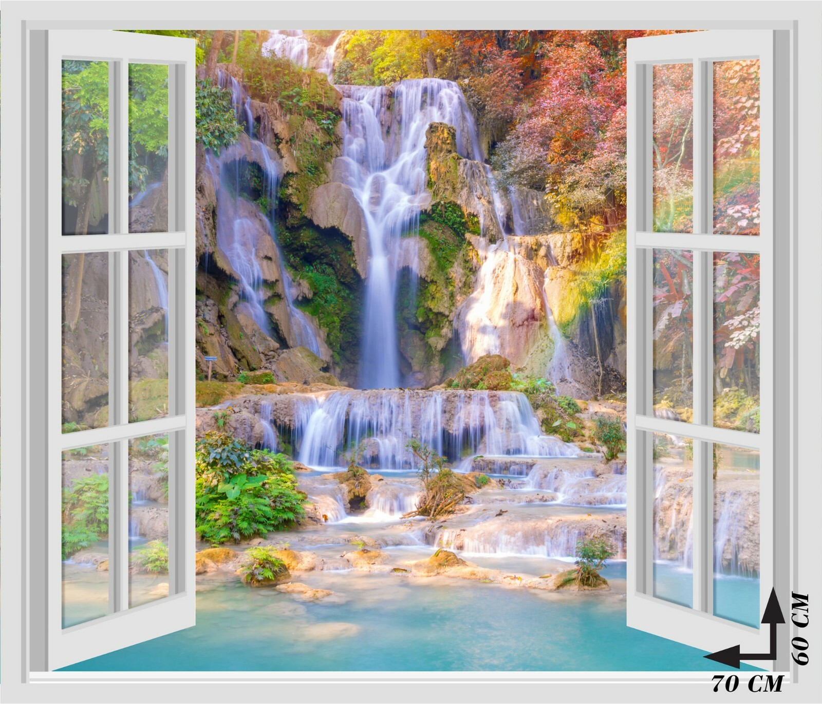 Window Wall Stickers – PARADISE WATERFALL RELAX – Wall Stickers 3D – VINYL