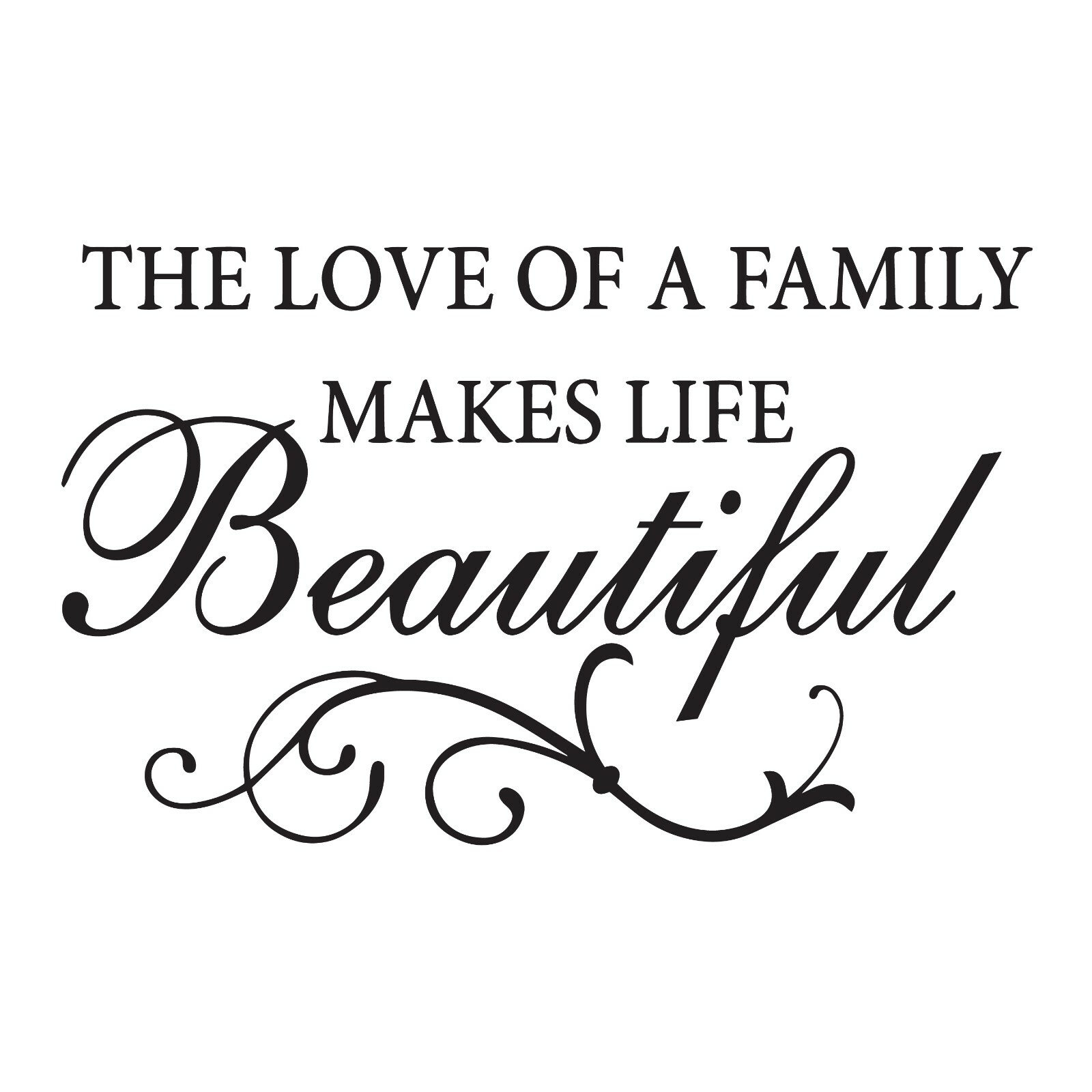 Wall Decal Family Life Love Beautiful Motivation Interior Vinyl Black gz527