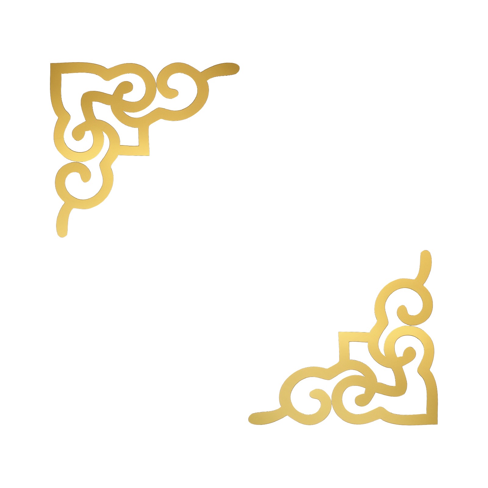 2 Pcs Hollow Mirror Wall Stickers (Light Gold Tone, 7.9 x 7.9")