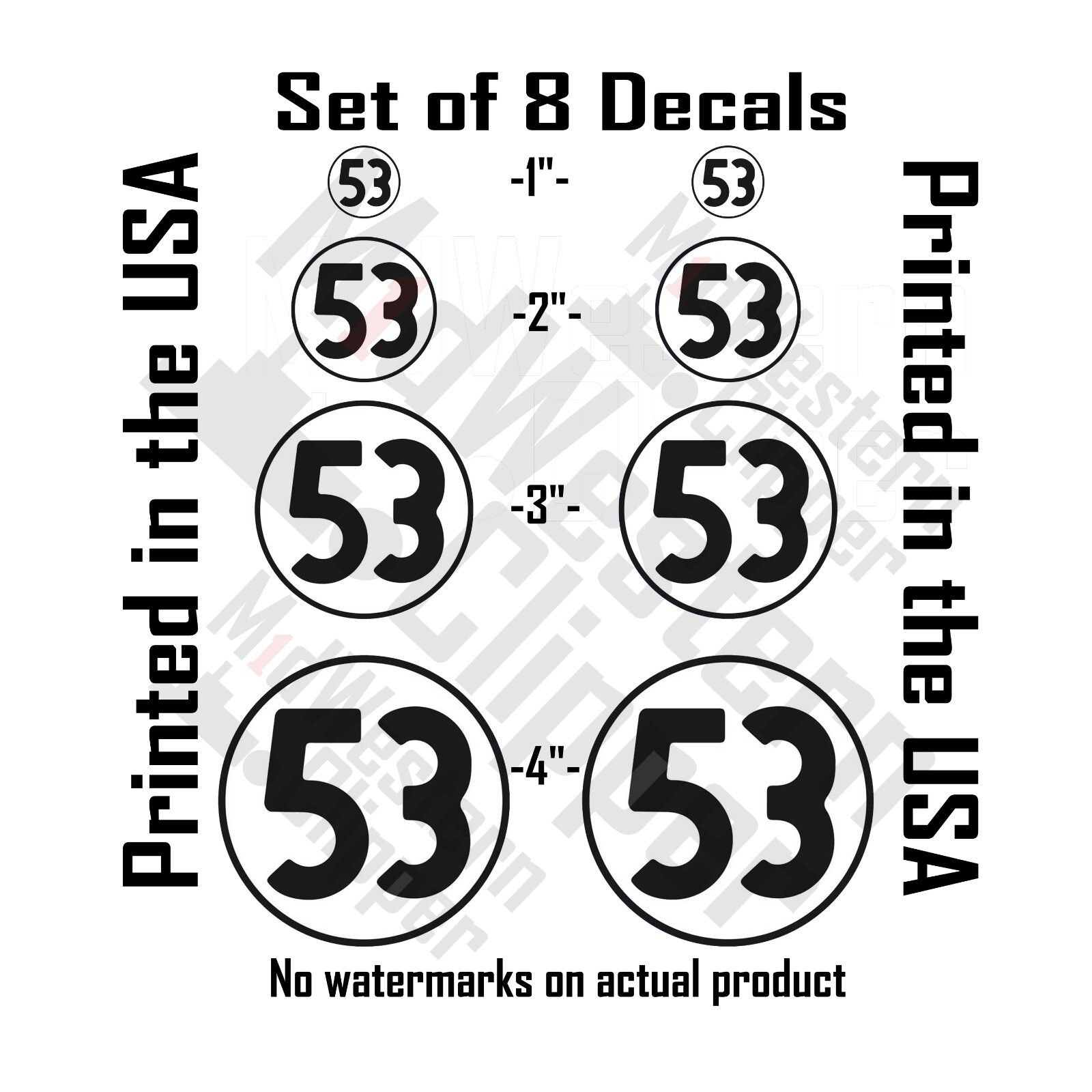 8 Herbie the Love Bug 53 gumball decals roundels 2 x 1" 2" 3" 4" stickers