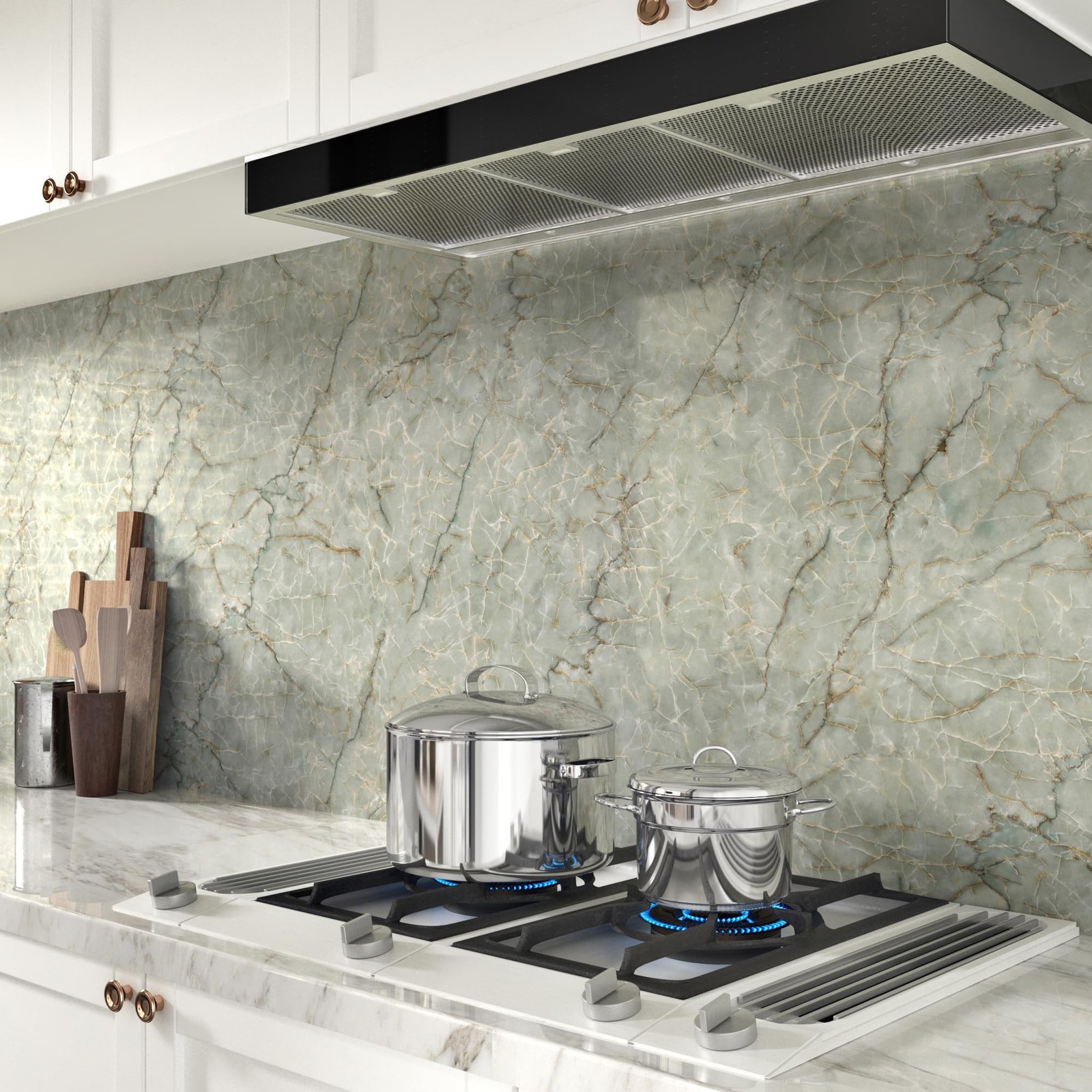 Vinyl 15.8" x 472" Green Marble Contact Paper for Cabinets Counter Top Waterp…