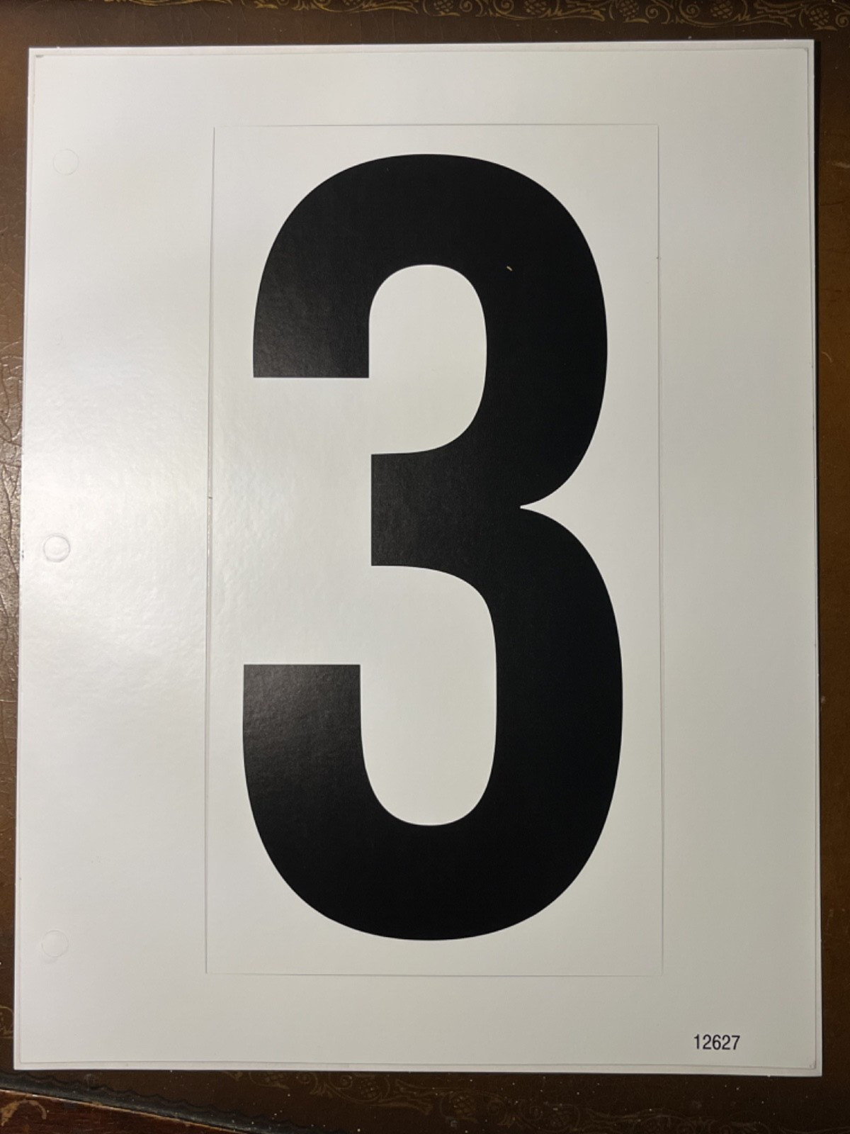#3 Vinyl Number Sticker Large 9" x 5" black on white for outdoor
