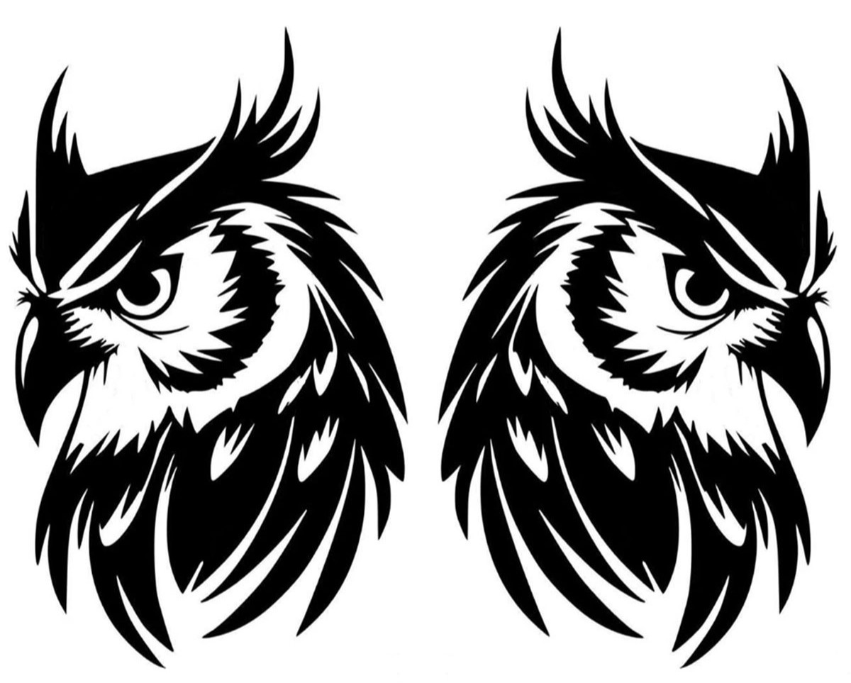 Owl Graphic Black Vinyl Decals Car Truck Window Tablet Notebook Tumblers Mugs