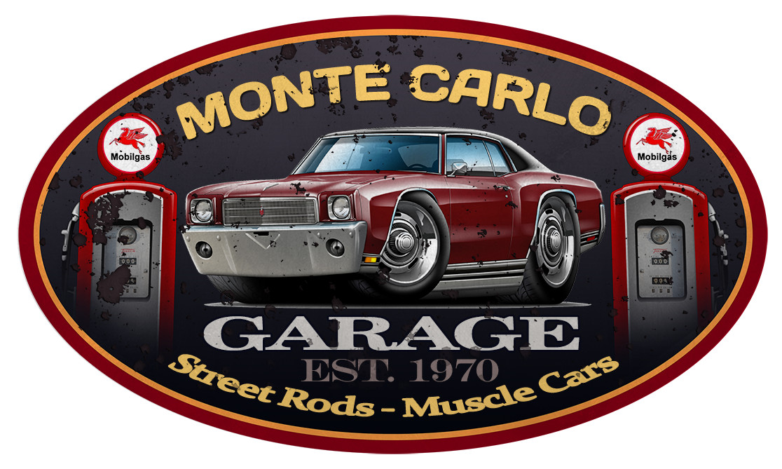 1970 Chevy Monte Carlo Classic Garage Sign Wall Art Graphic Sticker