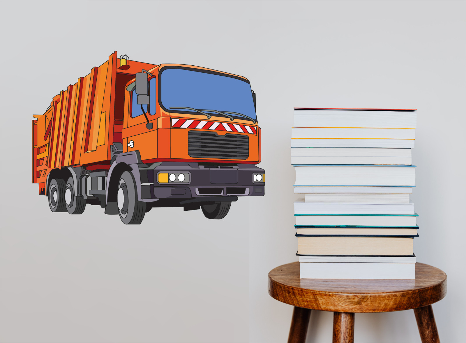Home Bedroom Nursery Multicolor Solid Waste Collection Vehicle Vinyl Wall Decal