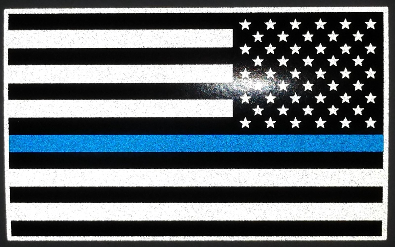 REFLECTIVE Black and WHITE FLAG THIN BLUE LINE DECAL Law Multiple Size Reversed