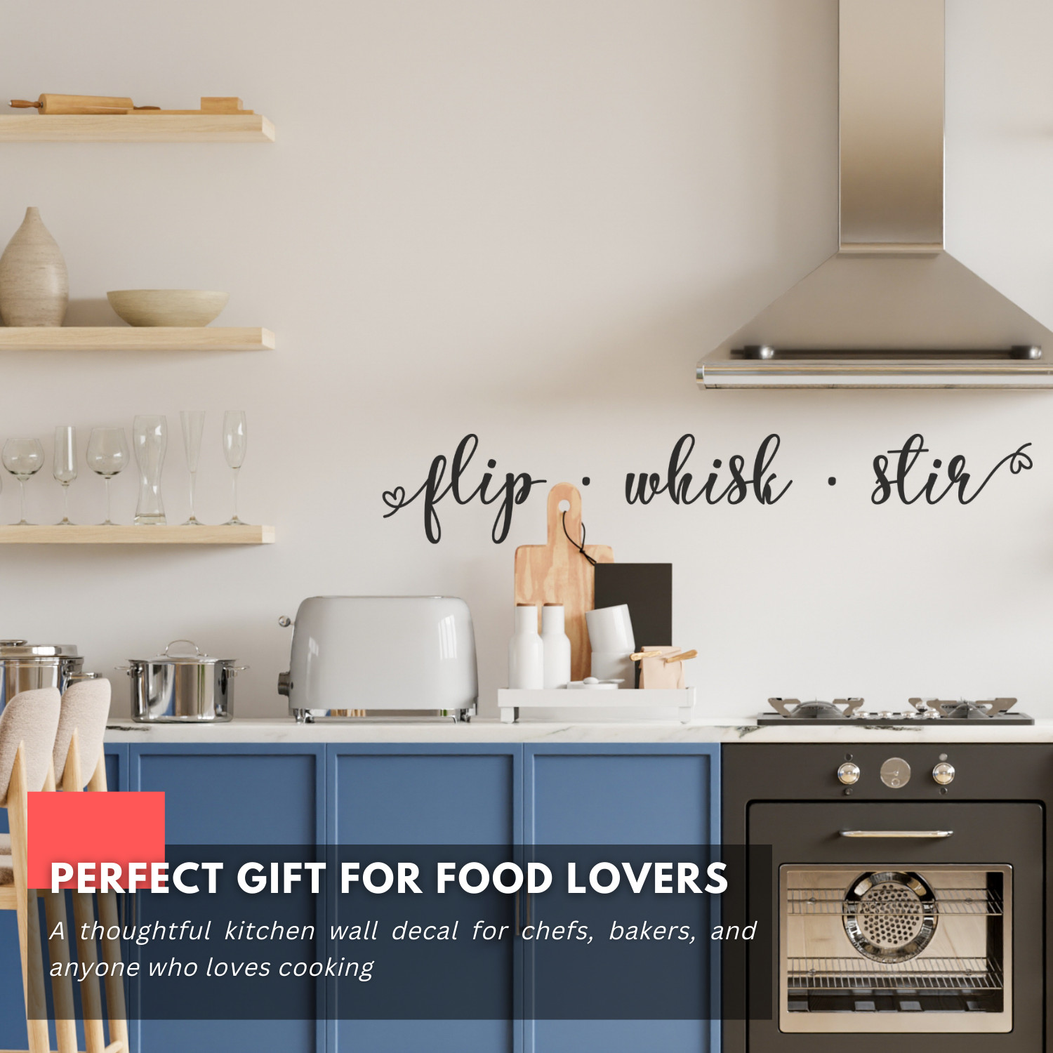 Flip Whisk Stir Family Kitchen Wall Decal Sticker Quote Home Vinyl Decor