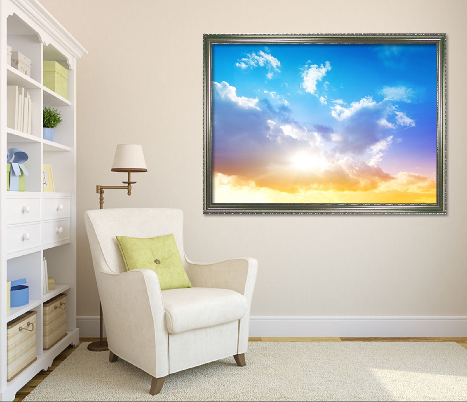 3D Blue Sky Sun 6 Fake Framed Poster Home Decor Print Painting Unique Art Summer