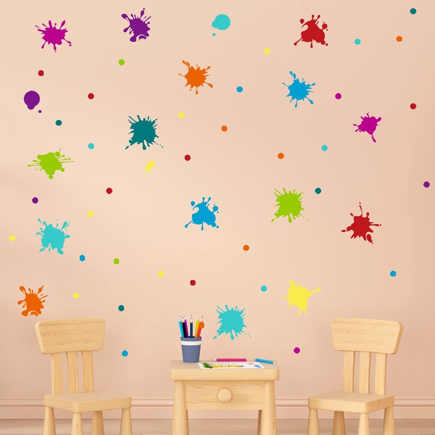 Colorful Paint Splatter Wall Sticker Decal 47×47 Inch Kids Room Art Decor