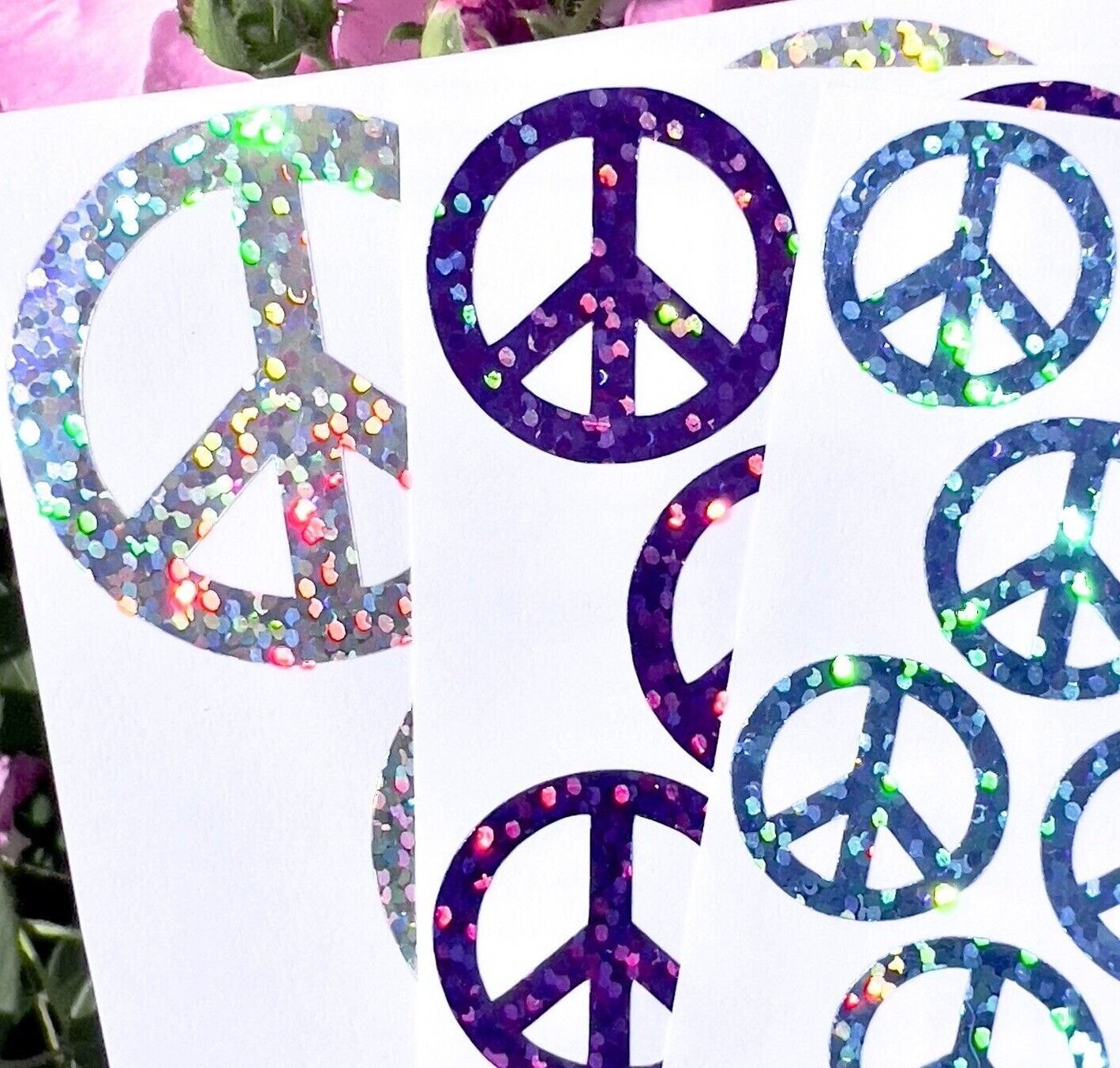 Holographic Sparkle Peace Sign Sticker Decals! – Choose a Size & Color!