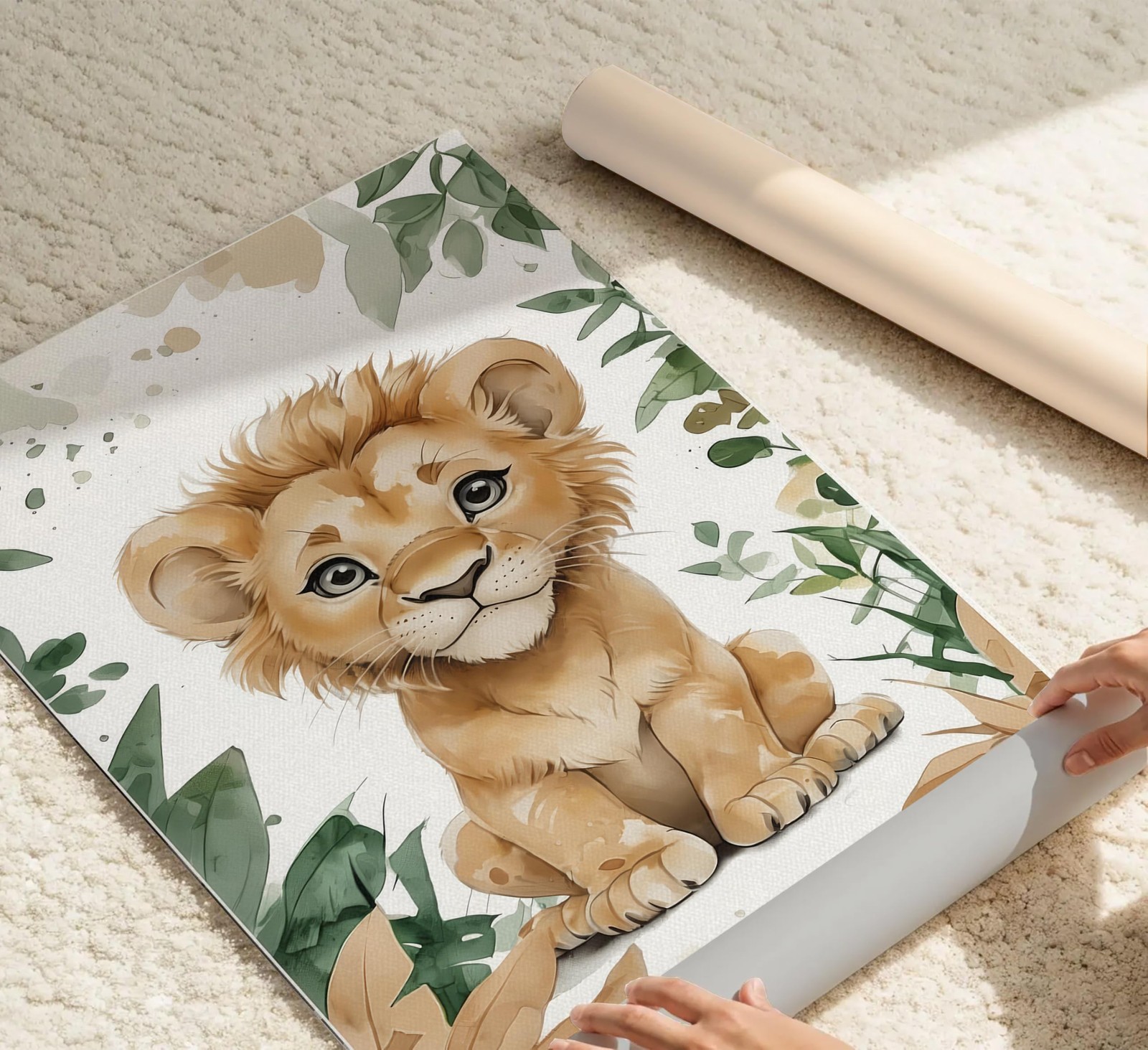 Baby Boy Safari Animal Wall Art Watercolor Theme Nursery Painting Picture Wal…