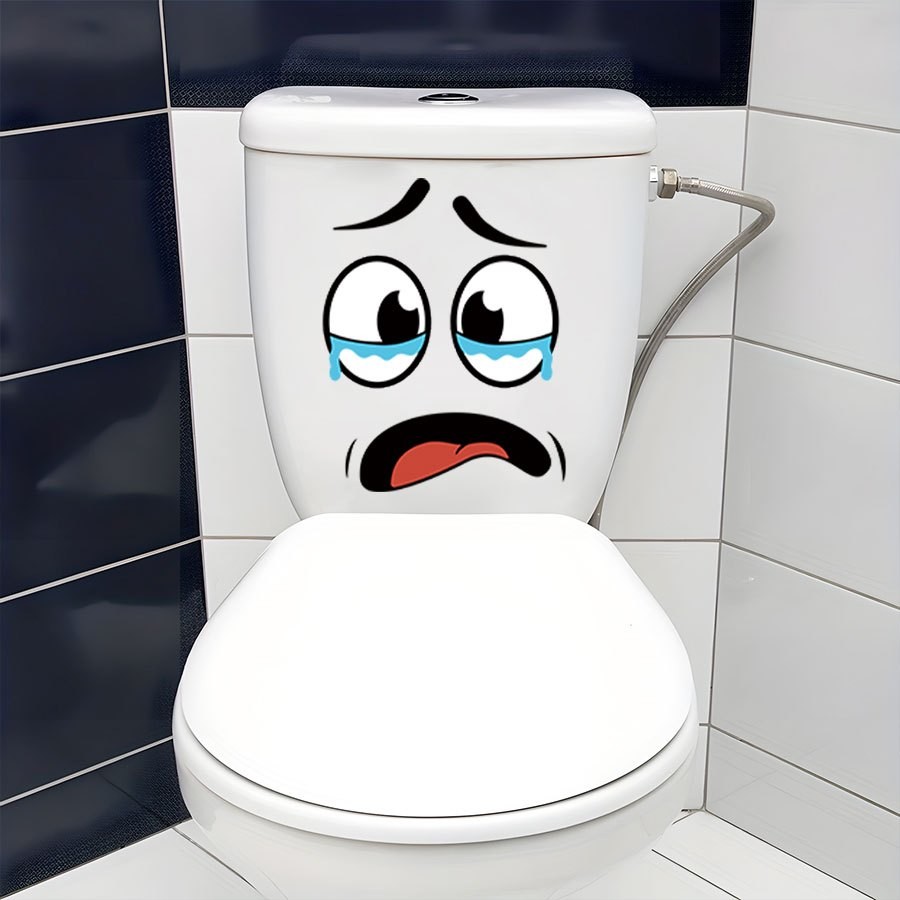 Lightweight Stable Quick-Install 4PCS Cartoon Face Stickers for Wall Toilet Home