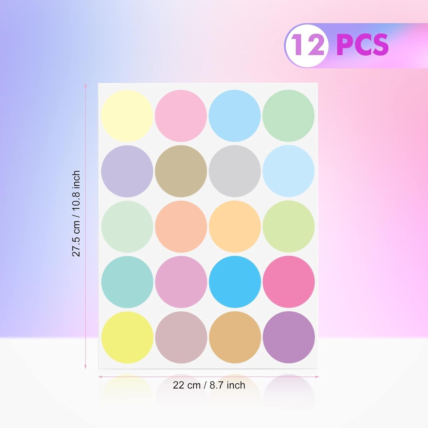 240 Pieces Polka Dots Wall Decals 2 Inch Multi-Color Rainbow Vinyl Dots Removabl