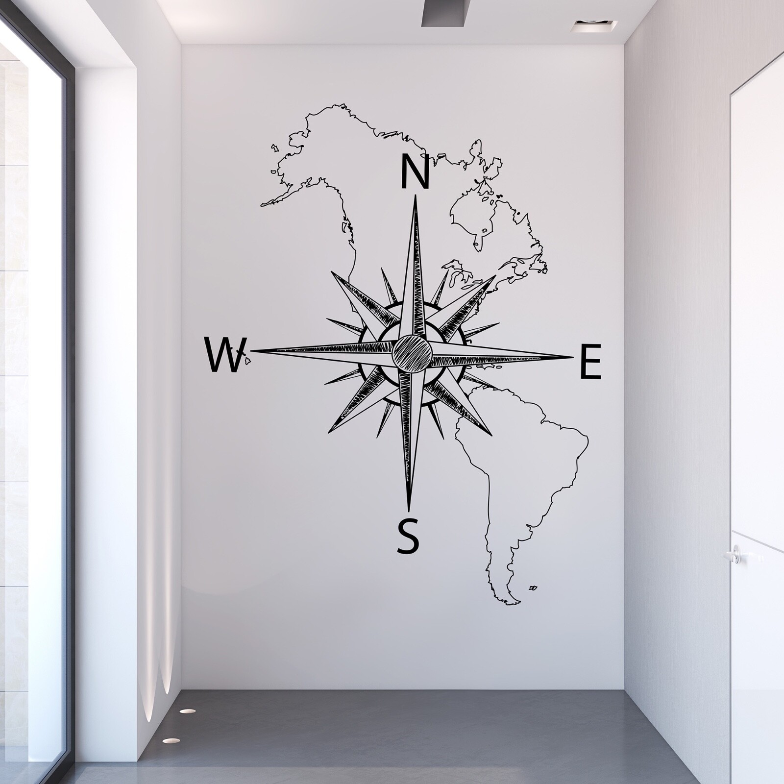 Nautical Map of North & South America w/ Compass Wall Decal Stickerbrand #6018