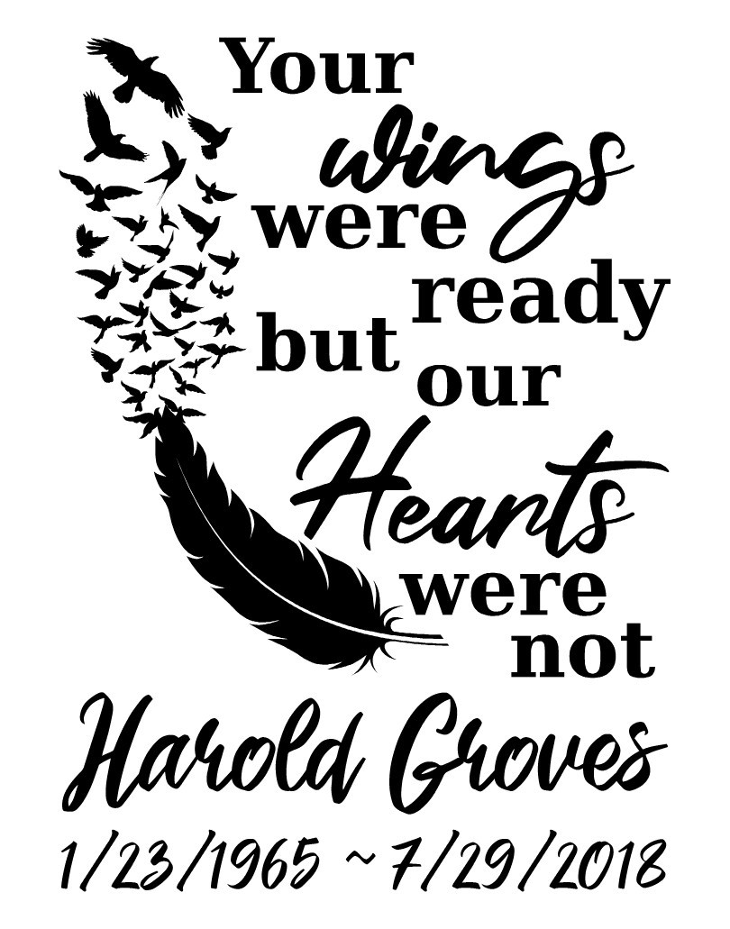 In Loving Memory Bird Feather Wings Ready Our Heart Was Not Vinyl Sticker Decal