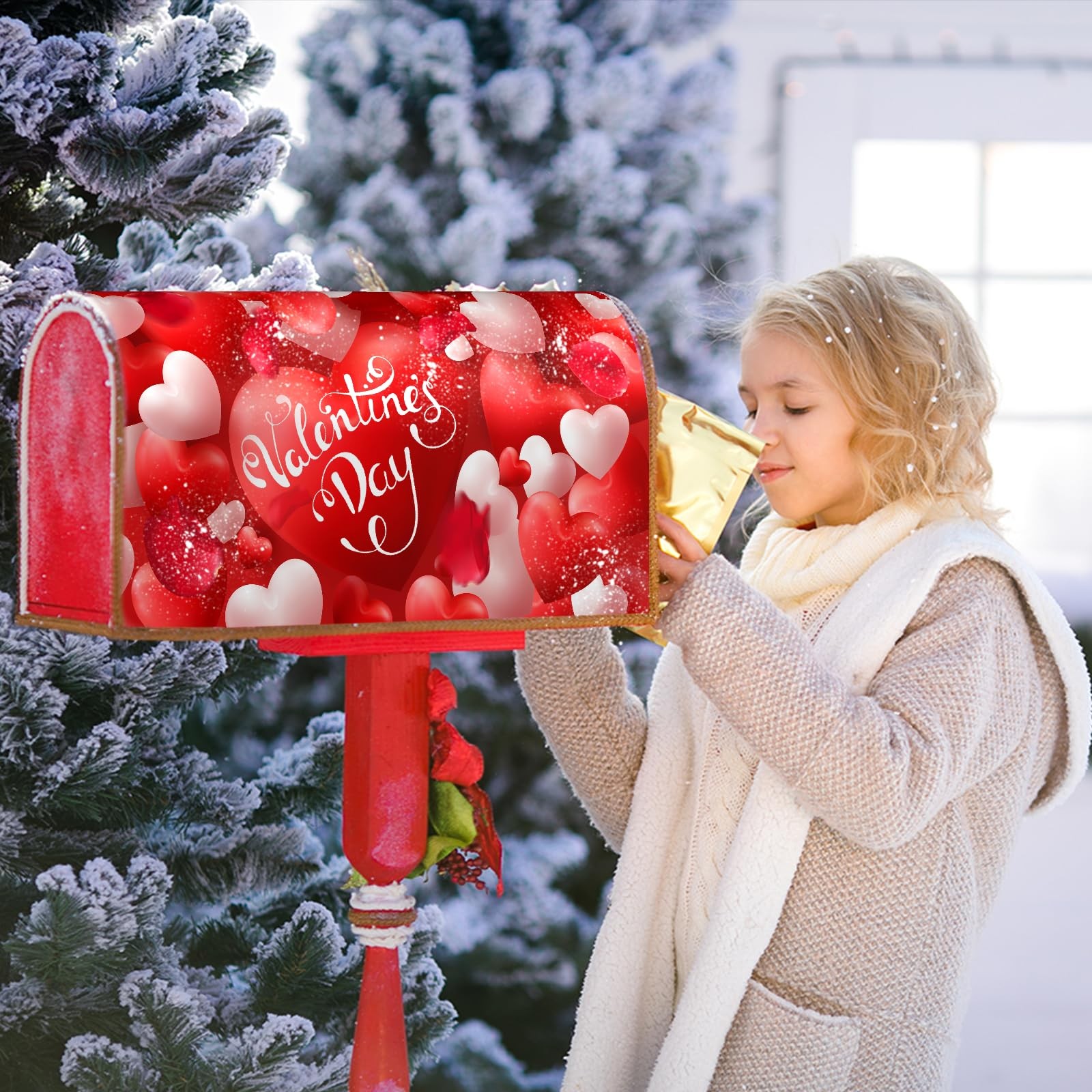 Anyako Valentine's Day Mailbox Covers Magnetic Standard 21×18 inch, Red Heart