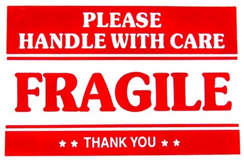 F1 FRAGILE HANDLE WITH CARE Packing Shipping Stickers Easy Peel Apply 2" x 3"