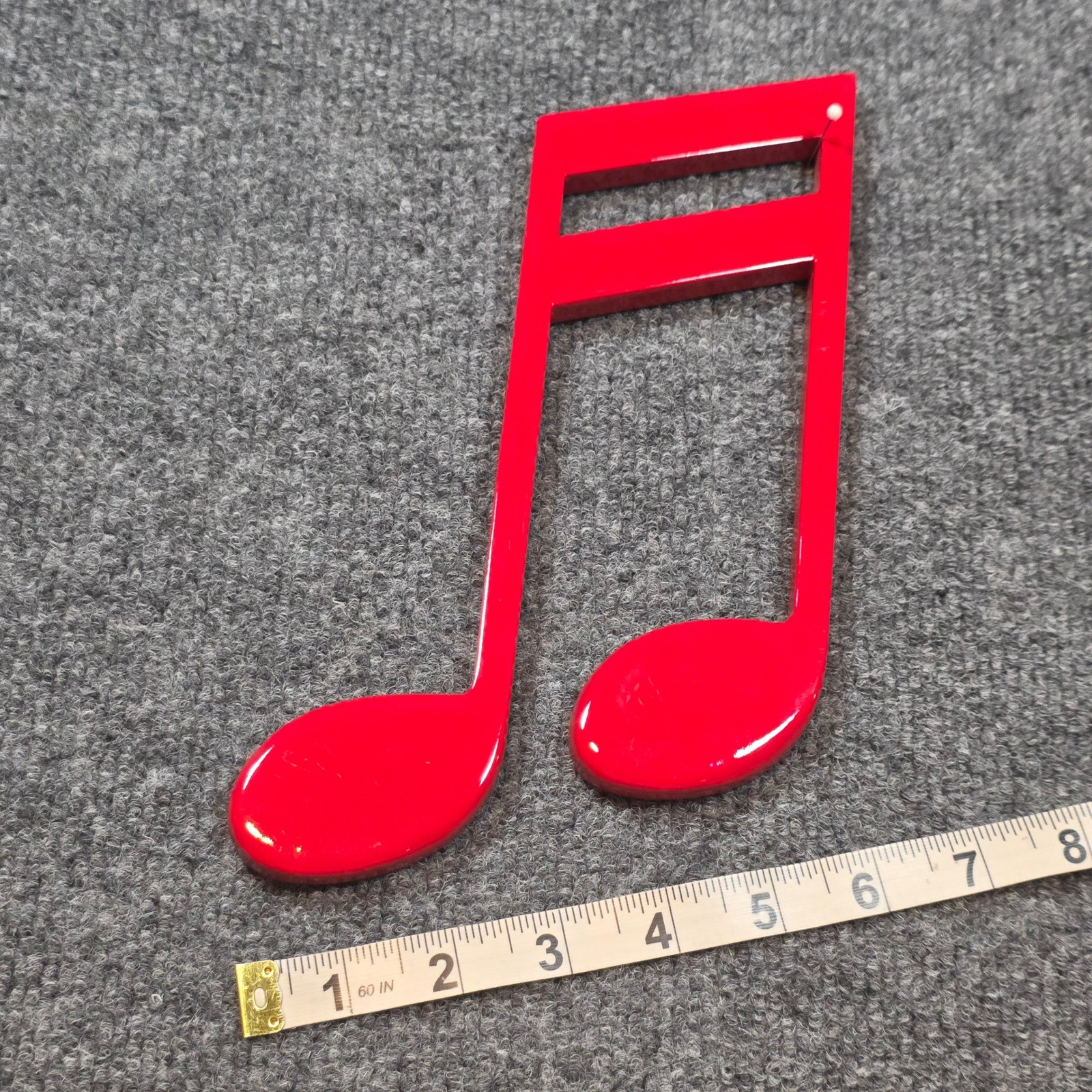 Red Musical Sixteenth Note Wall Decor Glossy Double Note Studio Art 9"x6"