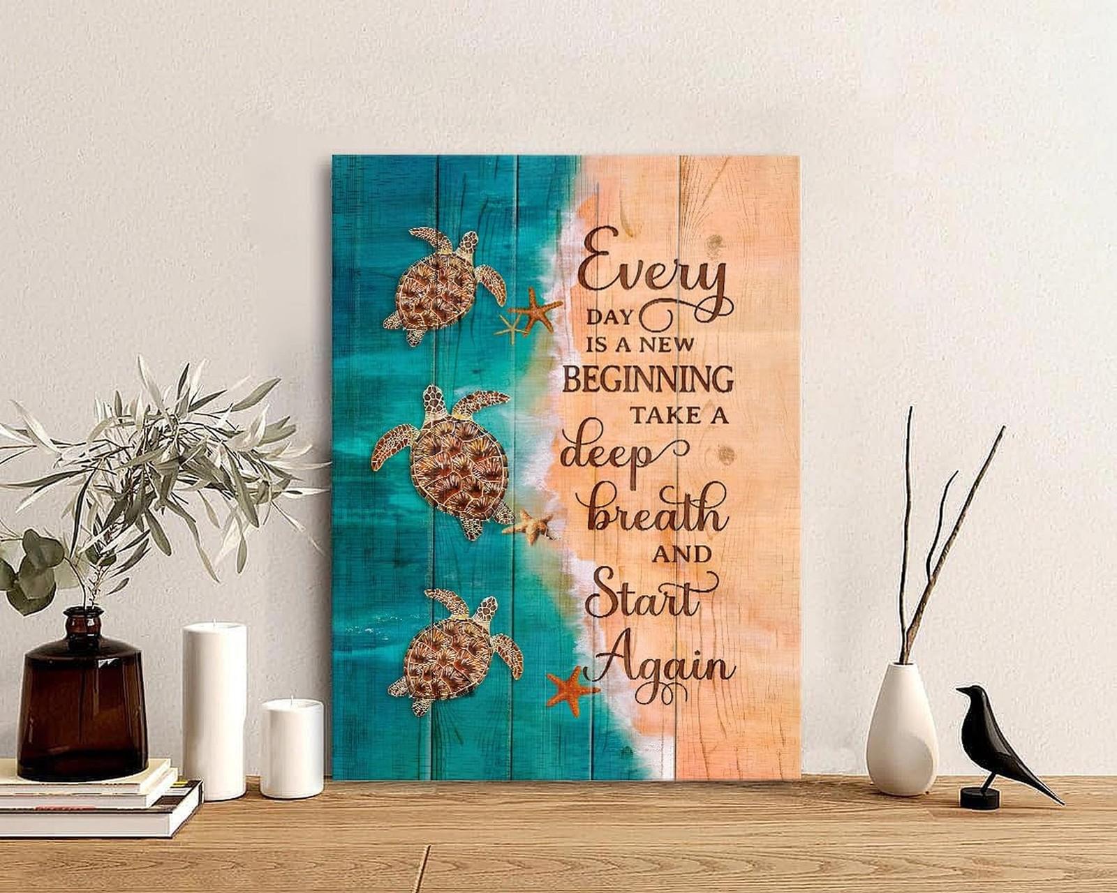 Sea Turtle Wall Art Teal Bathroom Decor Farmhouse Coastal Room Decor Inspirat…