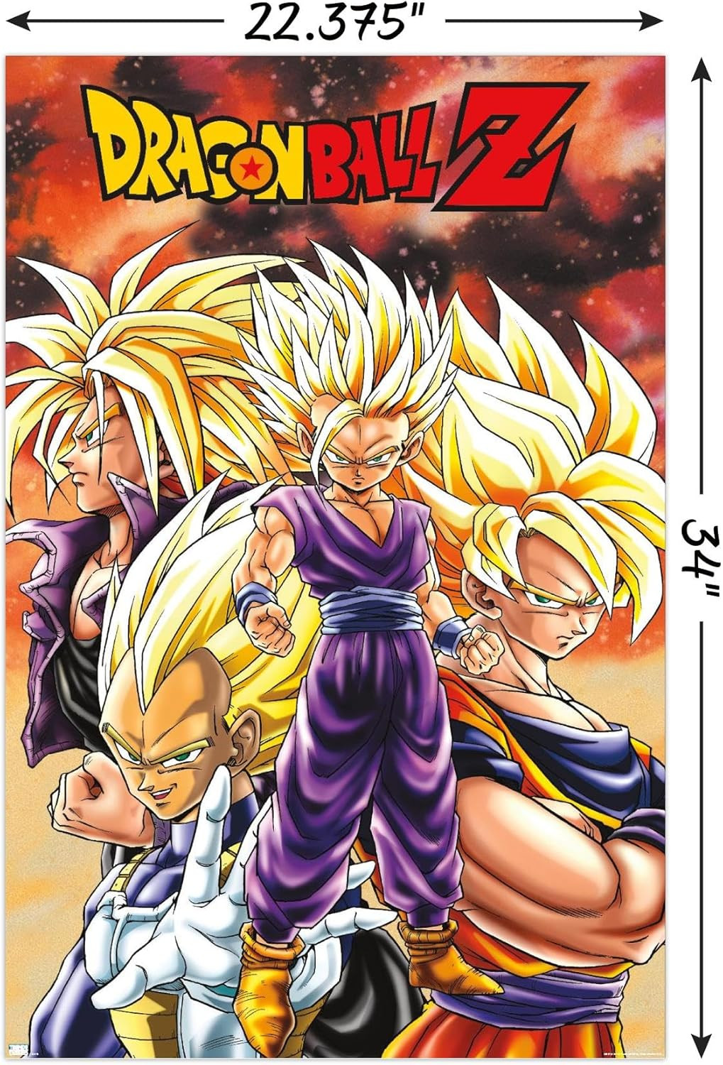 Dragon Ball Z – Saiyans Wall Poster, 34L" X 22.4W", Unframed Version